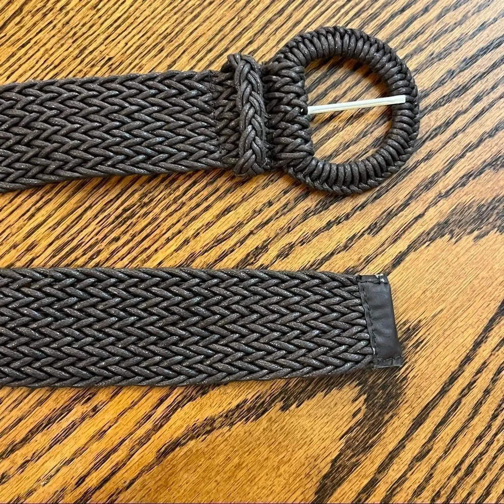 Brown Woven Belt One Size OS S Fits Up To 32” Waist